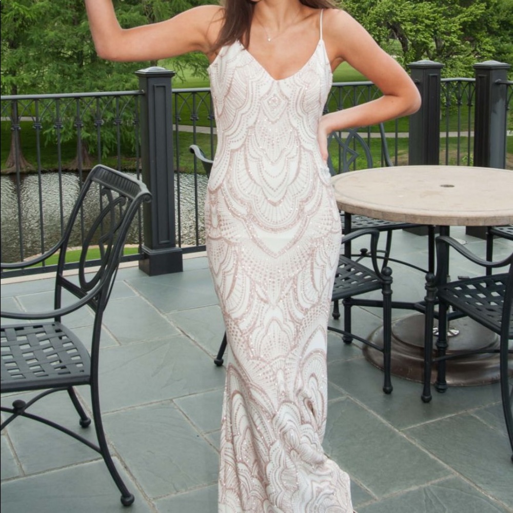 Long gold shimmer dress